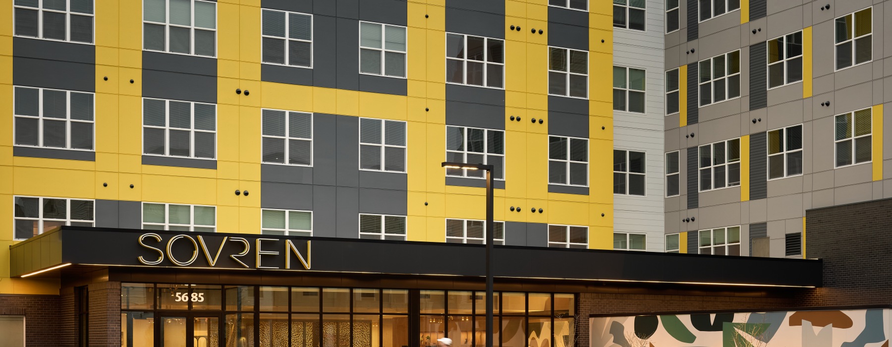 front entrance of Sovren apartments in West Hyattsville