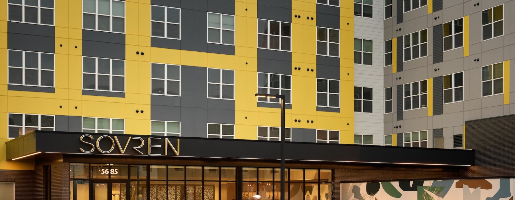 front entrance of Sovren apartments in West Hyattsville