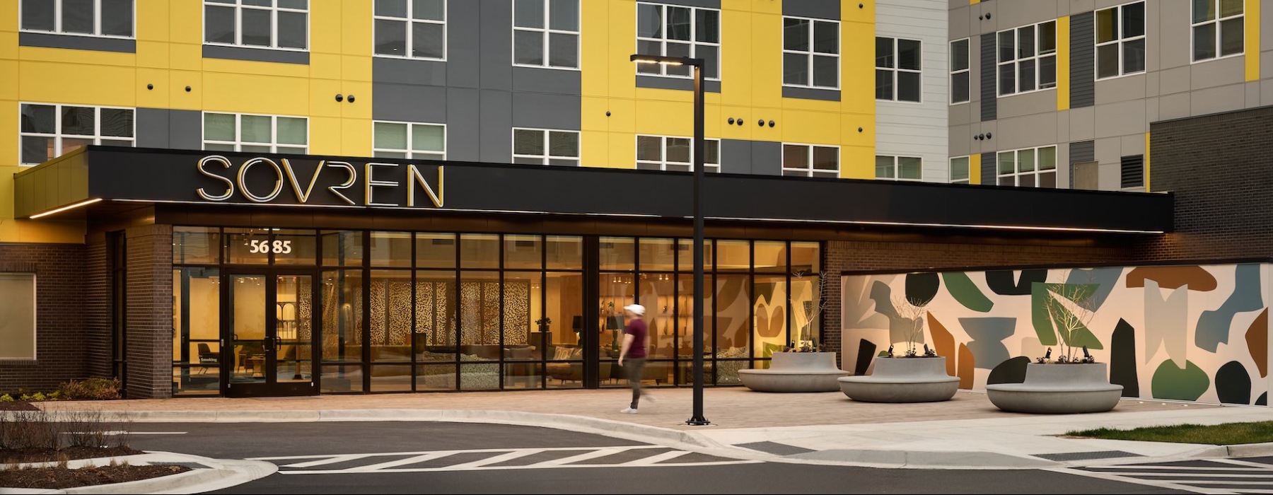 front entrance of Sovren apartments in West Hyattsville
